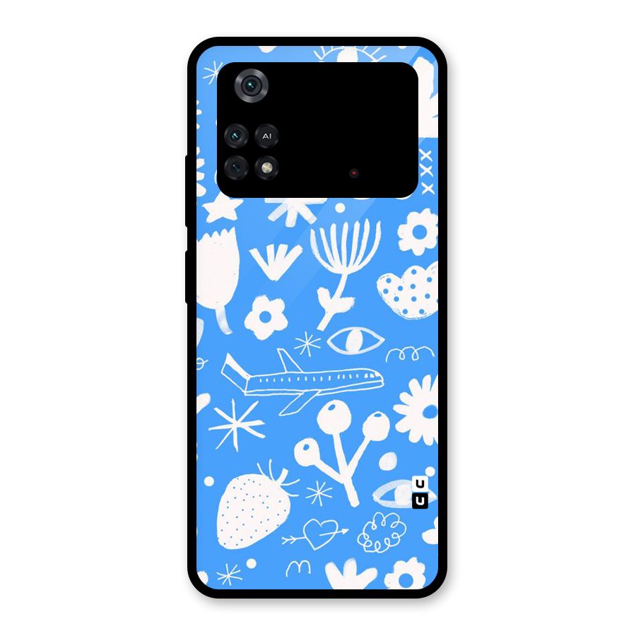 Space Blue Pattern Glass Back Case for Poco M4 Pro 4G