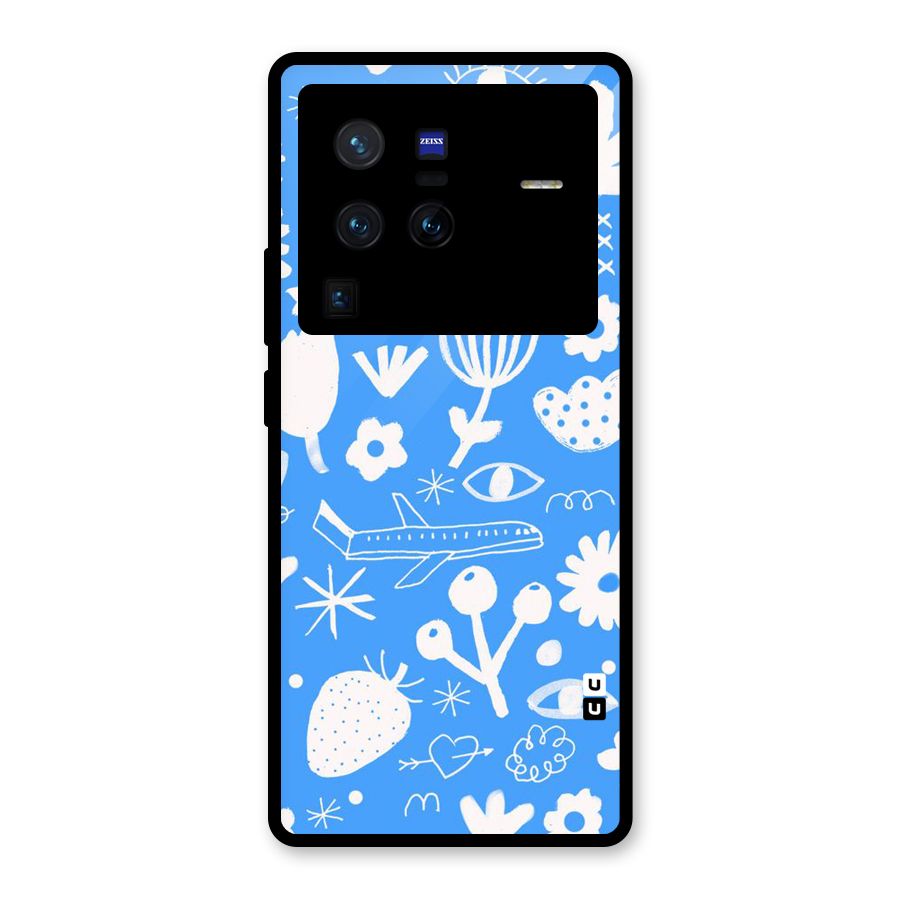 Space Blue Pattern Glass Back Case for Vivo X80 Pro