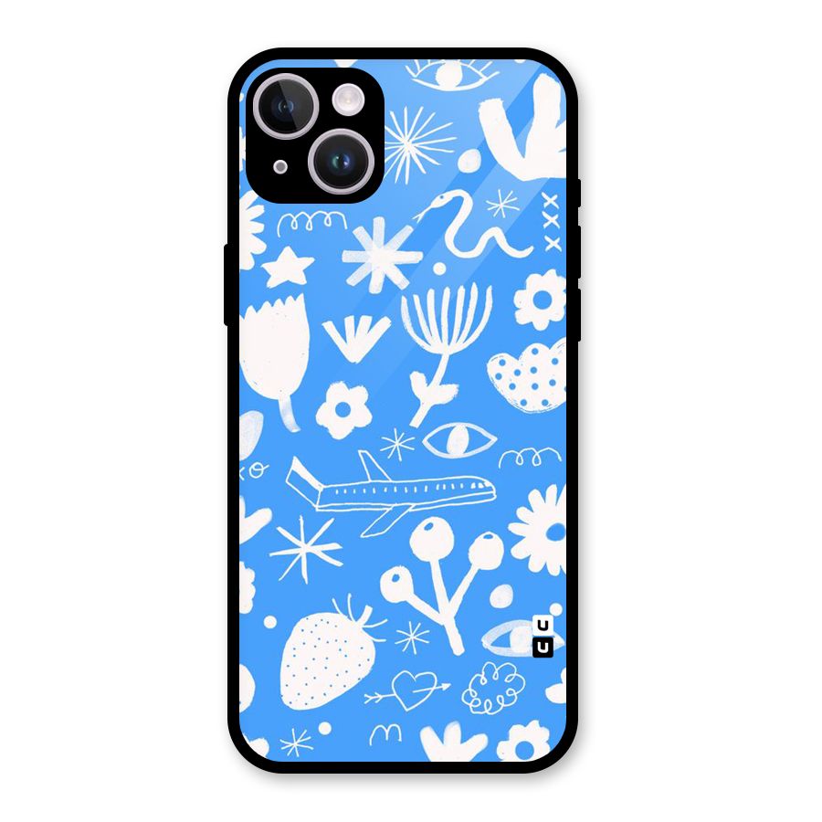 Space Blue Pattern Glass Back Case for iPhone 14 Plus