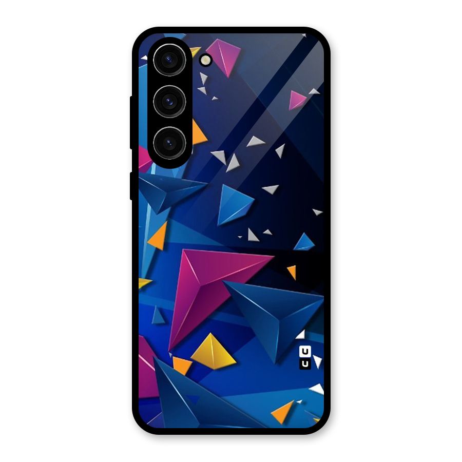 Space Colored Triangles Glass Back Case for Galaxy S23 Plus