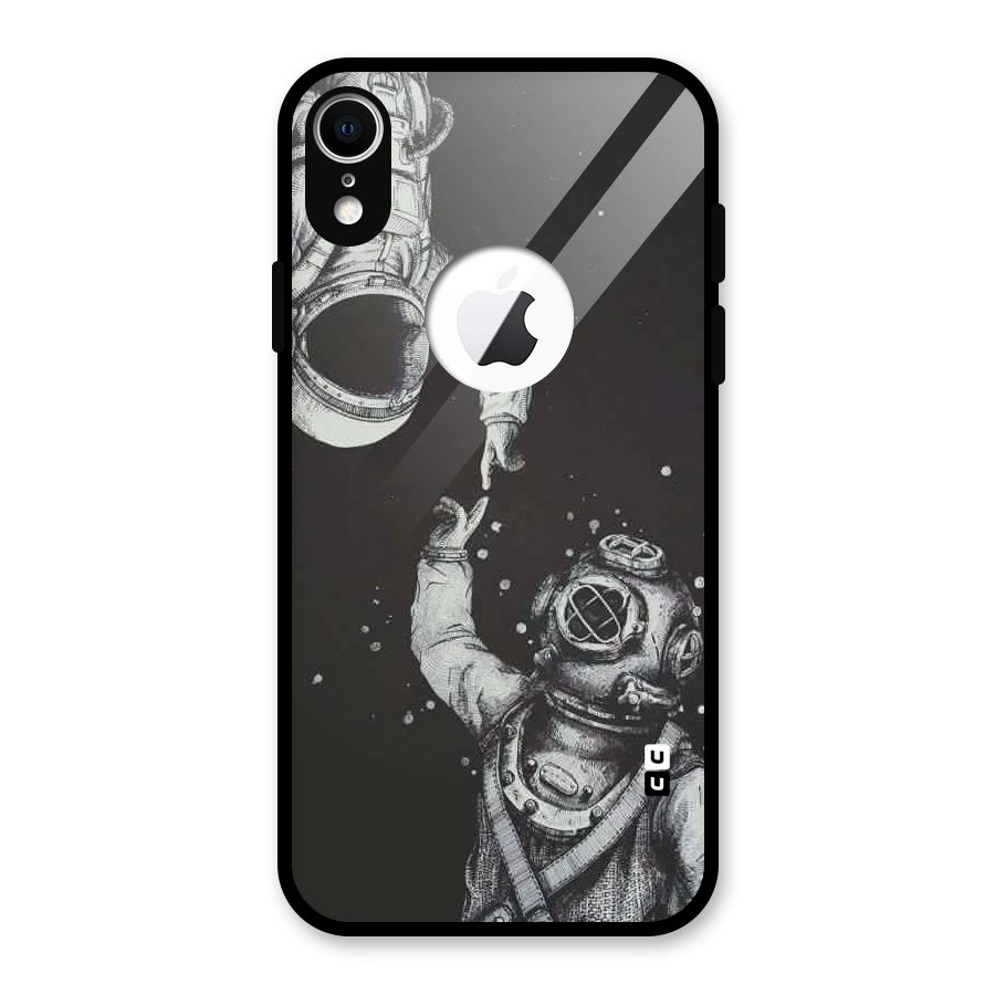 Space Meeting Glass Back Case for iPhone XR Logo Cut