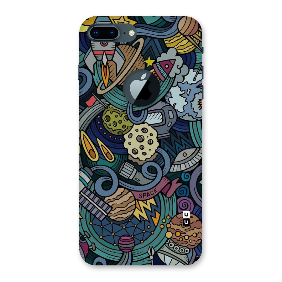 Space Pattern Blue Back Case for iPhone 7 Plus Logo Cut
