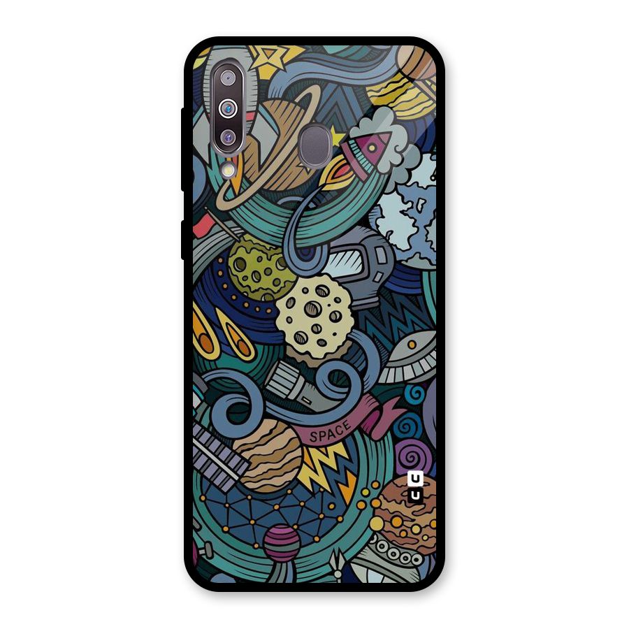 Space Pattern Blue Glass Back Case for Galaxy M30
