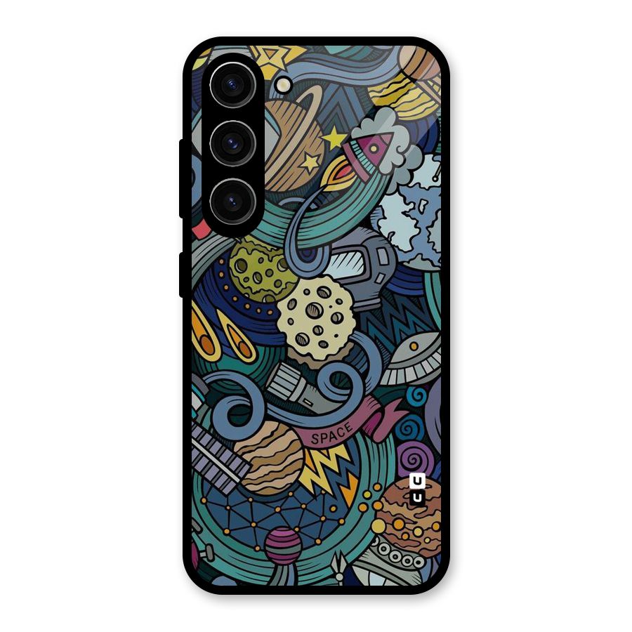 Space Pattern Blue Glass Back Case for Galaxy S23