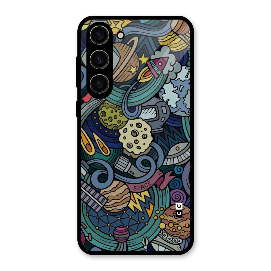Space Pattern Blue Glass Back Case for Galaxy S23 Plus