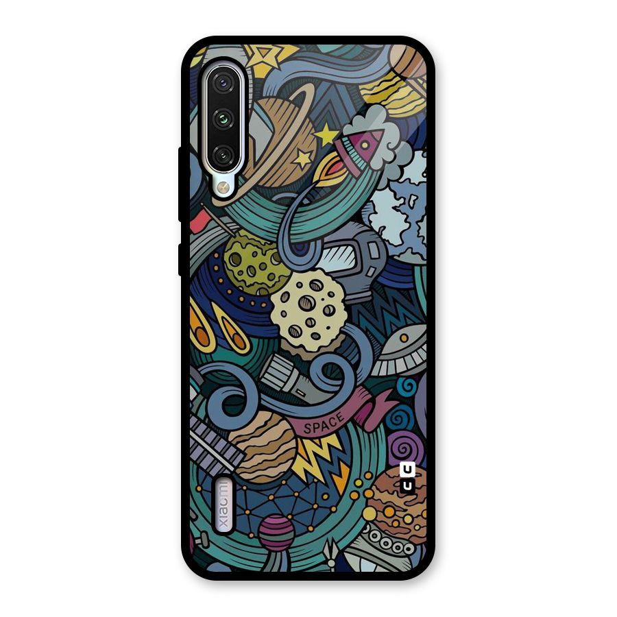 Space Pattern Blue Glass Back Case for Mi A3