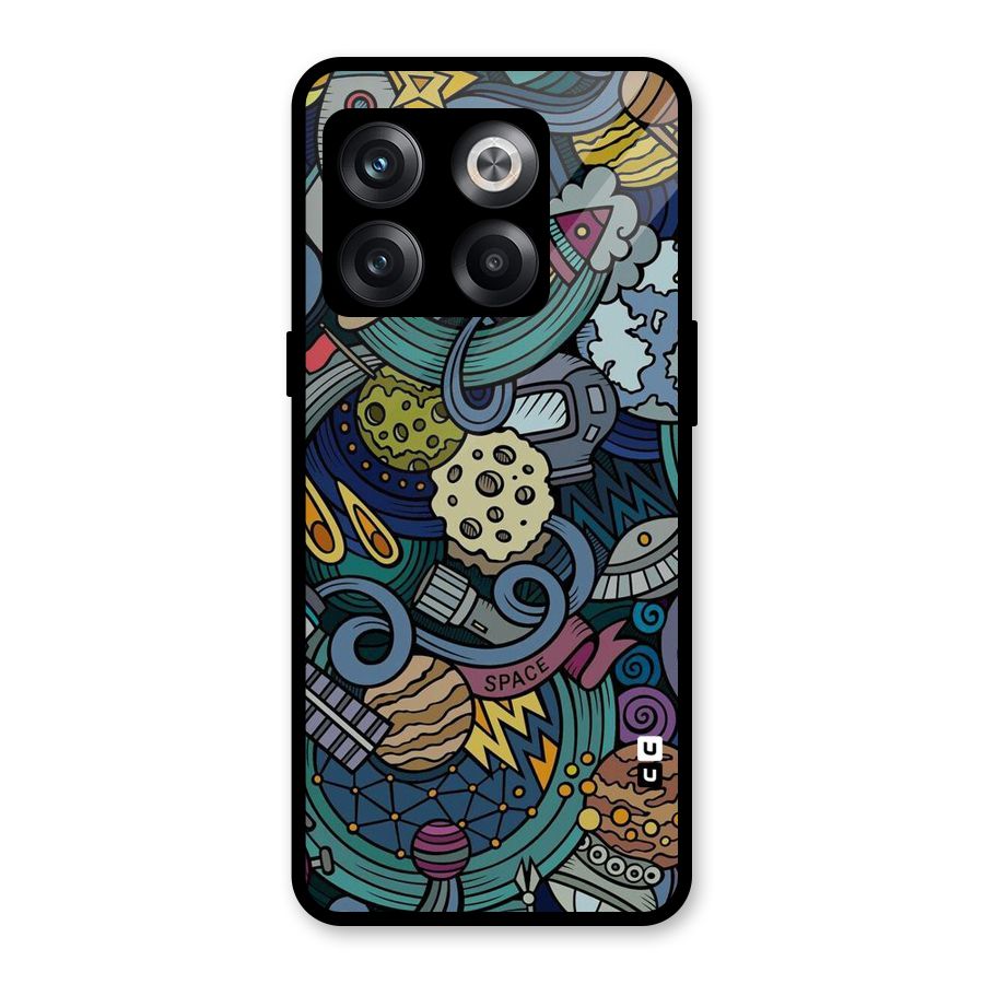 Space Pattern Blue Glass Back Case for OnePlus 10T