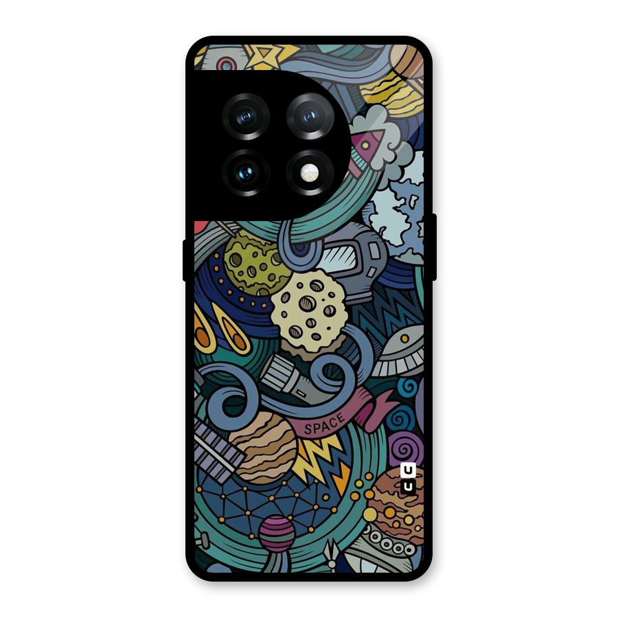 Space Pattern Blue Glass Back Case for OnePlus 11