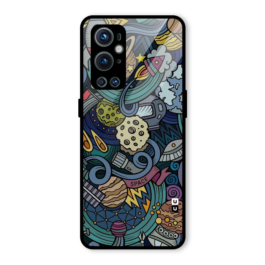 Space Pattern Blue Glass Back Case for OnePlus 9 Pro