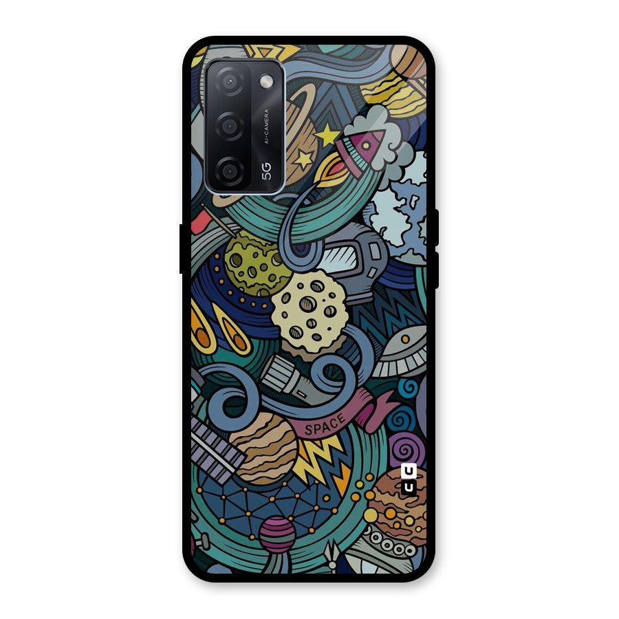 Space Pattern Blue Glass Back Case for Oppo A53s 5G
