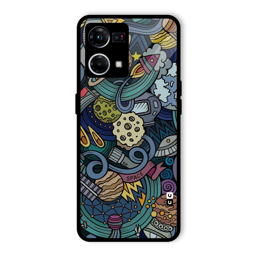Space Pattern Blue Glass Back Case for Oppo F21 Pro 4G