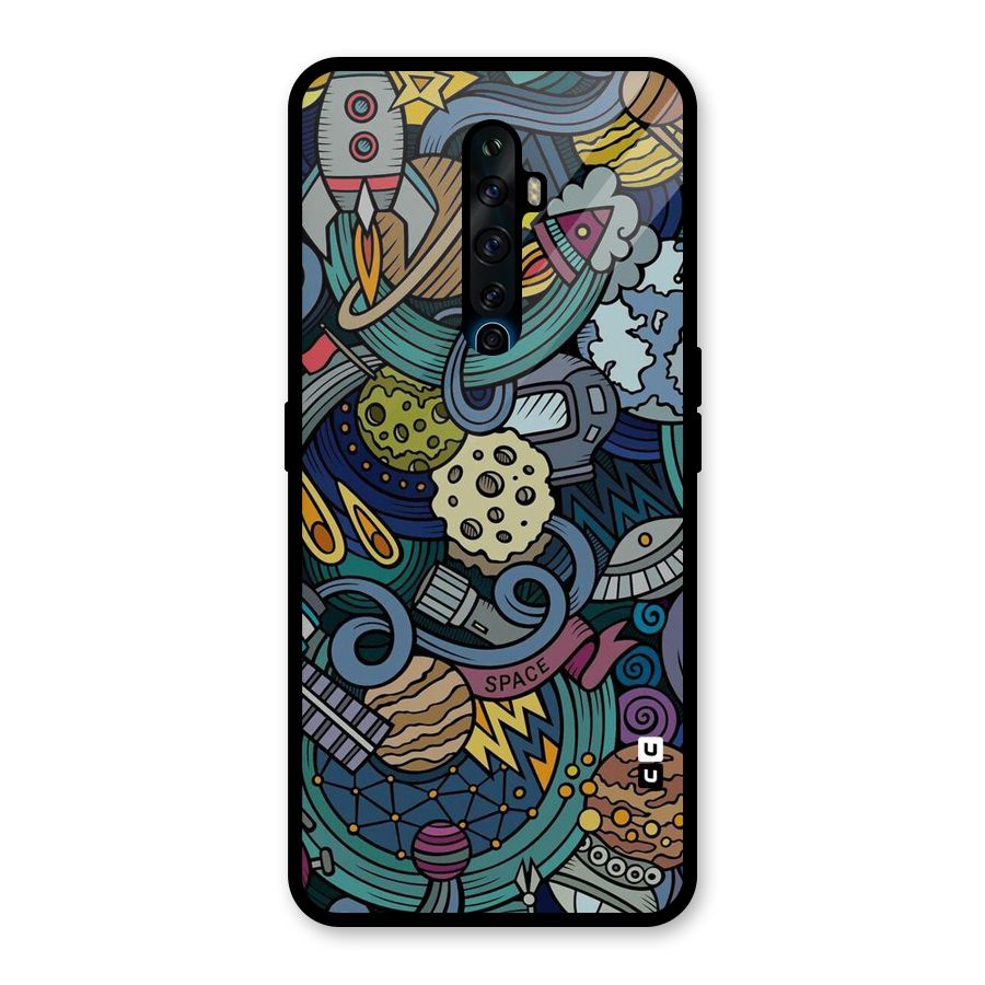 Space Pattern Blue Glass Back Case for Oppo Reno2 F