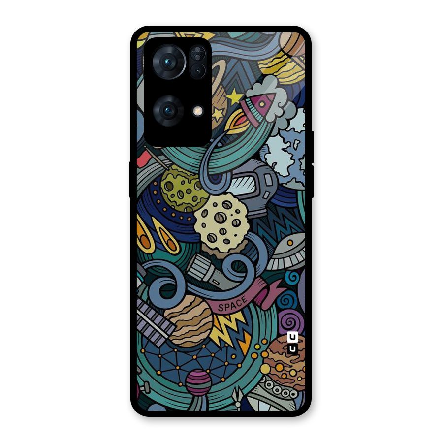 Space Pattern Blue Glass Back Case for Oppo Reno7 Pro 5G