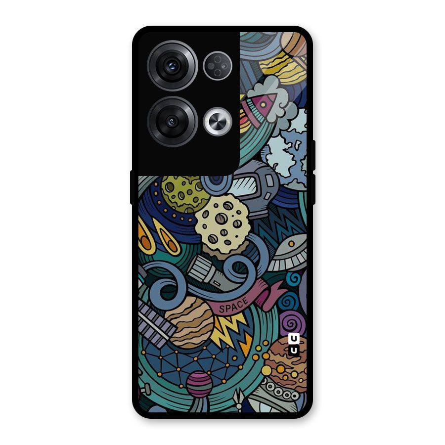 Space Pattern Blue Glass Back Case for Oppo Reno8 Pro 5G