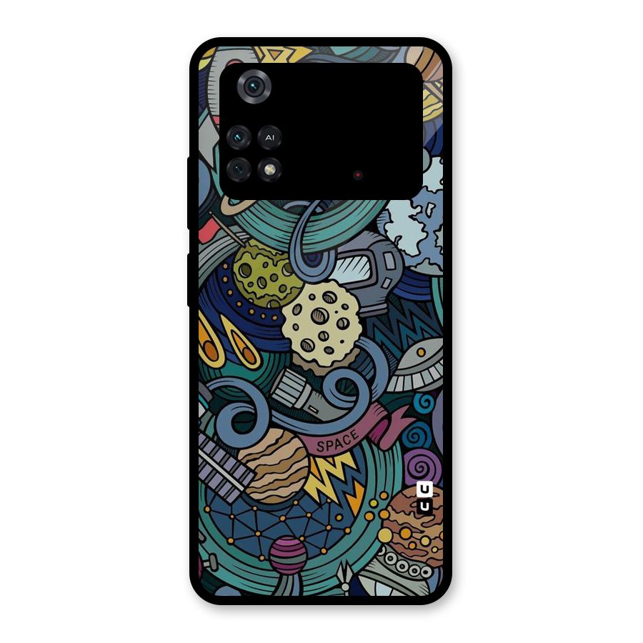 Space Pattern Blue Glass Back Case for Poco M4 Pro 4G