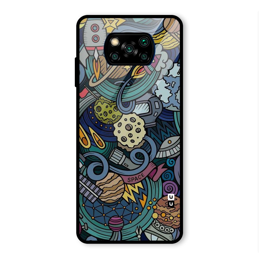 Space Pattern Blue Glass Back Case for Poco X3 Pro