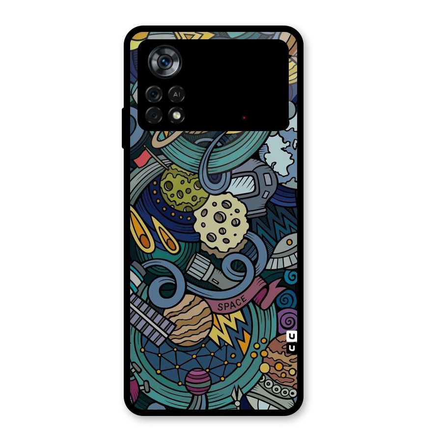 Space Pattern Blue Glass Back Case for Poco X4 Pro 5G