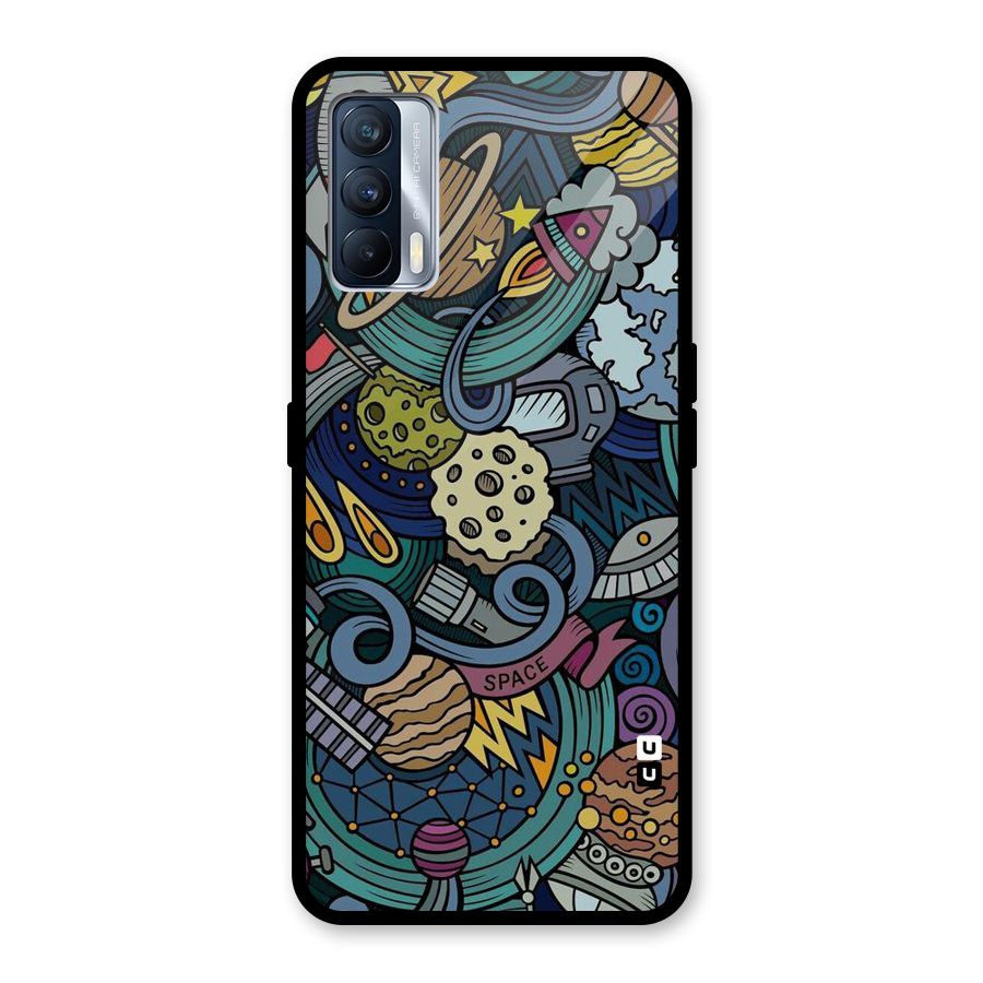 Space Pattern Blue Glass Back Case for Realme X7