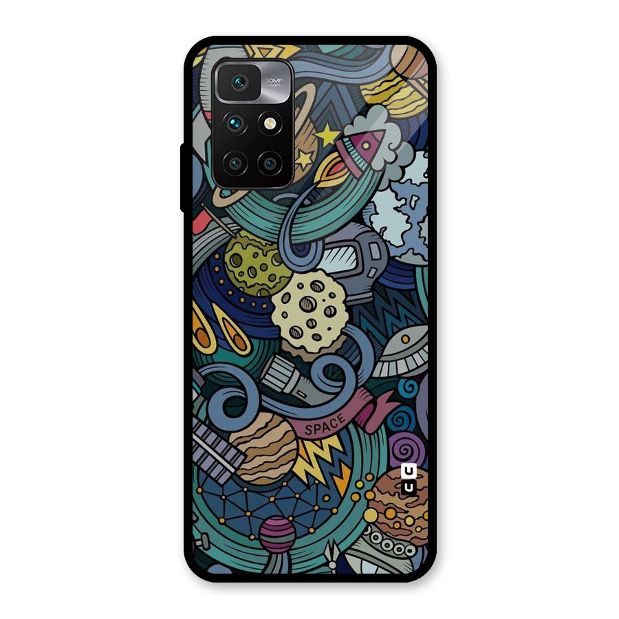 Space Pattern Blue Glass Back Case for Redmi 10 Prime
