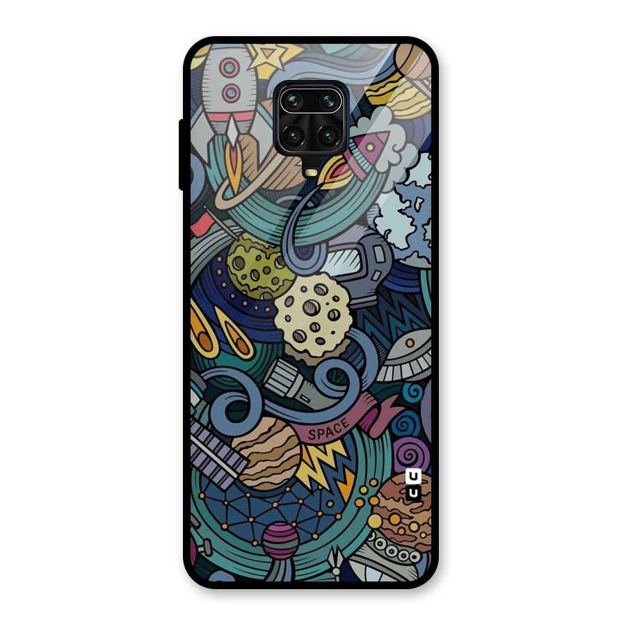 Space Pattern Blue Glass Back Case for Redmi Note 9 Pro