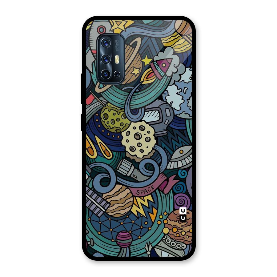 Space Pattern Blue Glass Back Case for Vivo V17