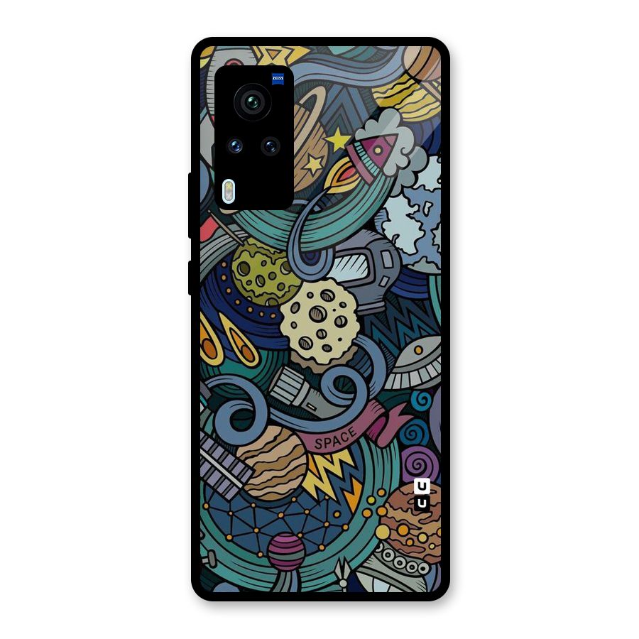 Space Pattern Blue Glass Back Case for Vivo X60 Pro