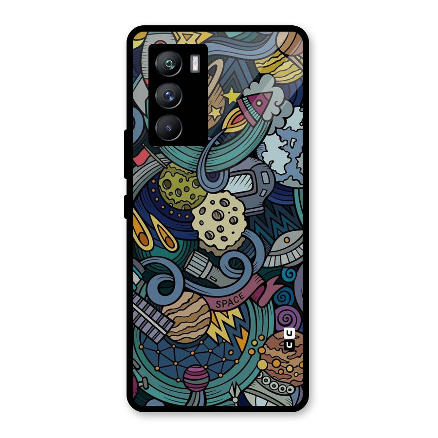 Space Pattern Blue Glass Back Case for Vivo iQOO 9 SE