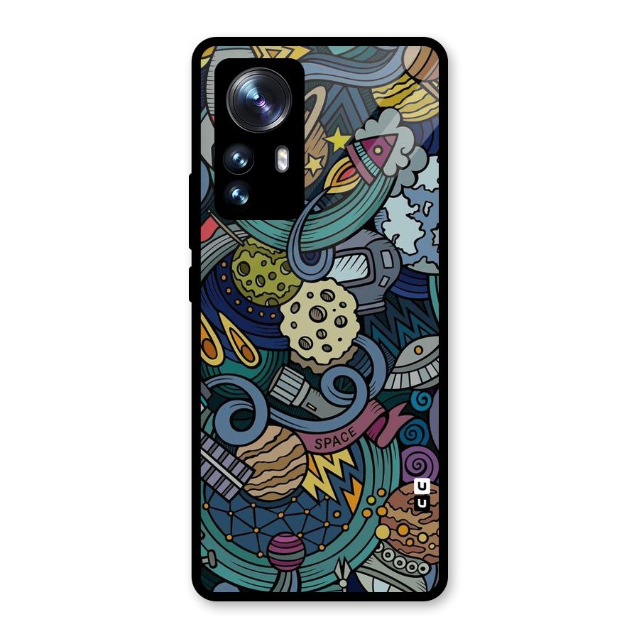 Space Pattern Blue Glass Back Case for Xiaomi 12 Pro