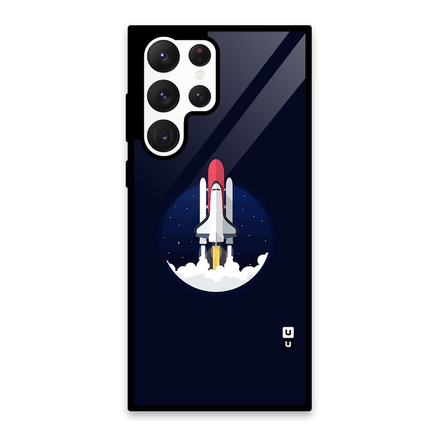 Space Rocket Minimal Glass Back Case for Galaxy S22 Ultra 5G