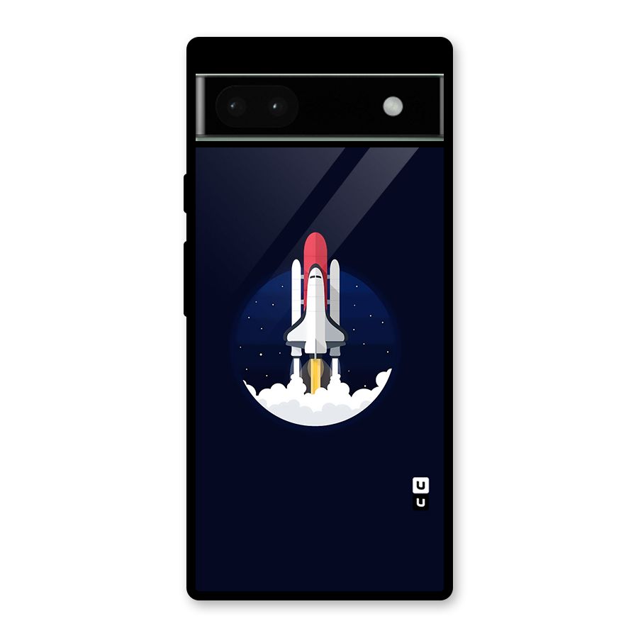 Space Rocket Minimal Glass Back Case for Google Pixel 6a