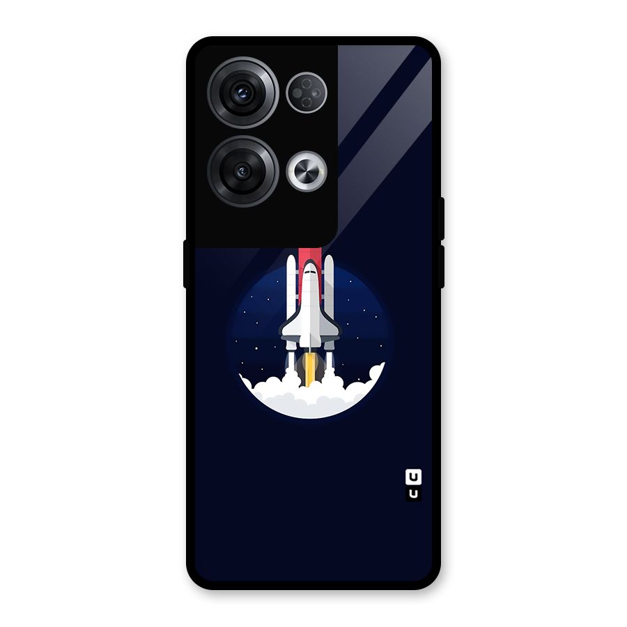 Space Rocket Minimal Glass Back Case for Oppo Reno8 Pro 5G