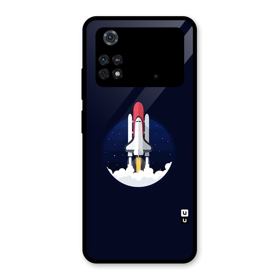 Space Rocket Minimal Glass Back Case for Poco M4 Pro 4G