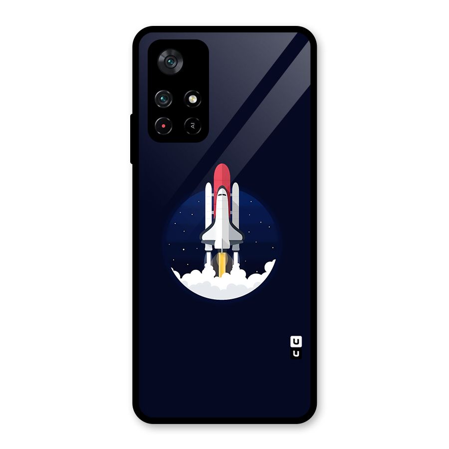 Space Rocket Minimal Glass Back Case for Poco M4 Pro 5G