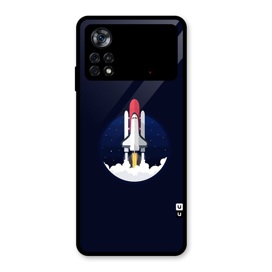 Space Rocket Minimal Glass Back Case for Poco X4 Pro 5G