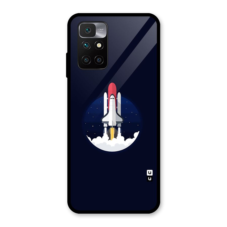 Space Rocket Minimal Glass Back Case for Redmi 10 Prime