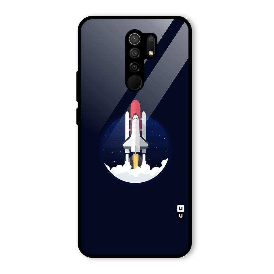 Space Rocket Minimal Glass Back Case for Redmi 9 Prime