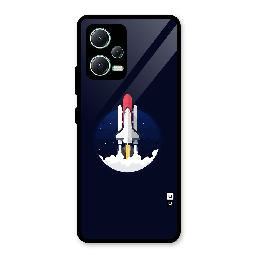 Space Rocket Minimal Glass Back Case for Redmi Note 12 5G