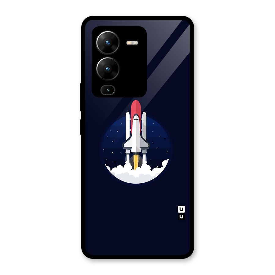 Space Rocket Minimal Glass Back Case for Vivo V25 Pro