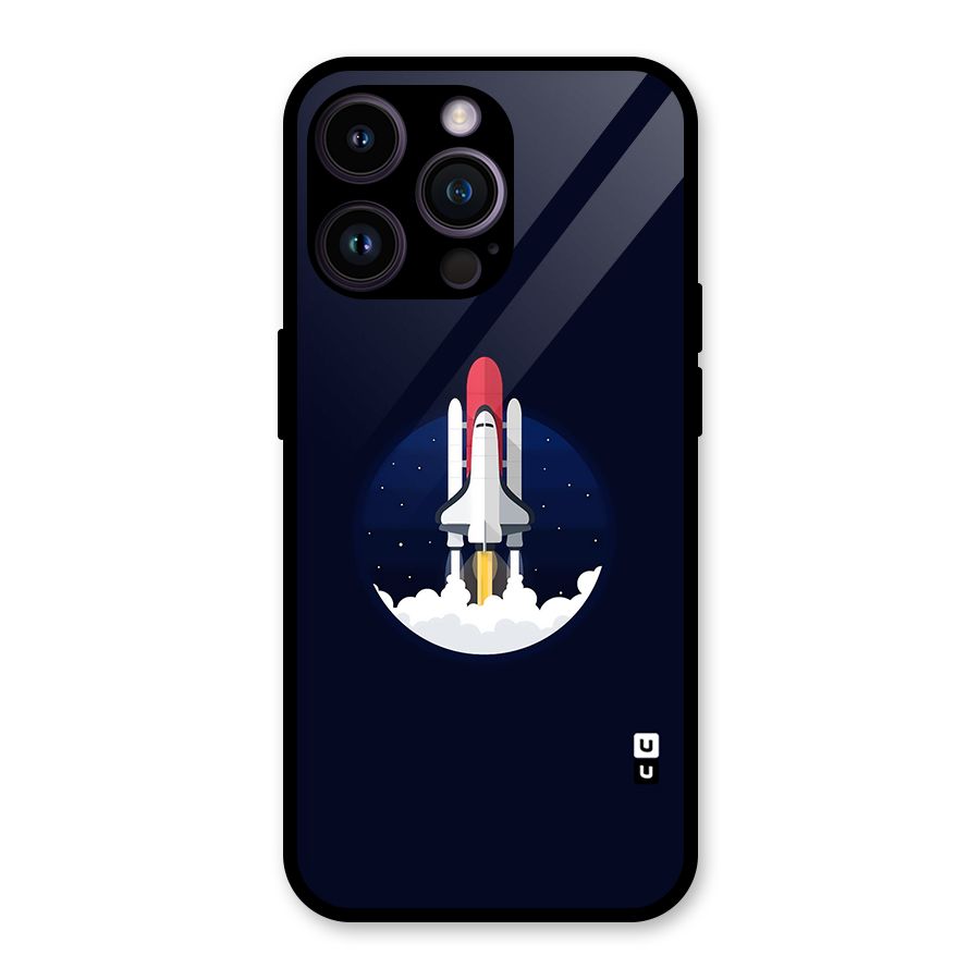 Space Rocket Minimal Glass Back Case for iPhone 14 Pro Max
