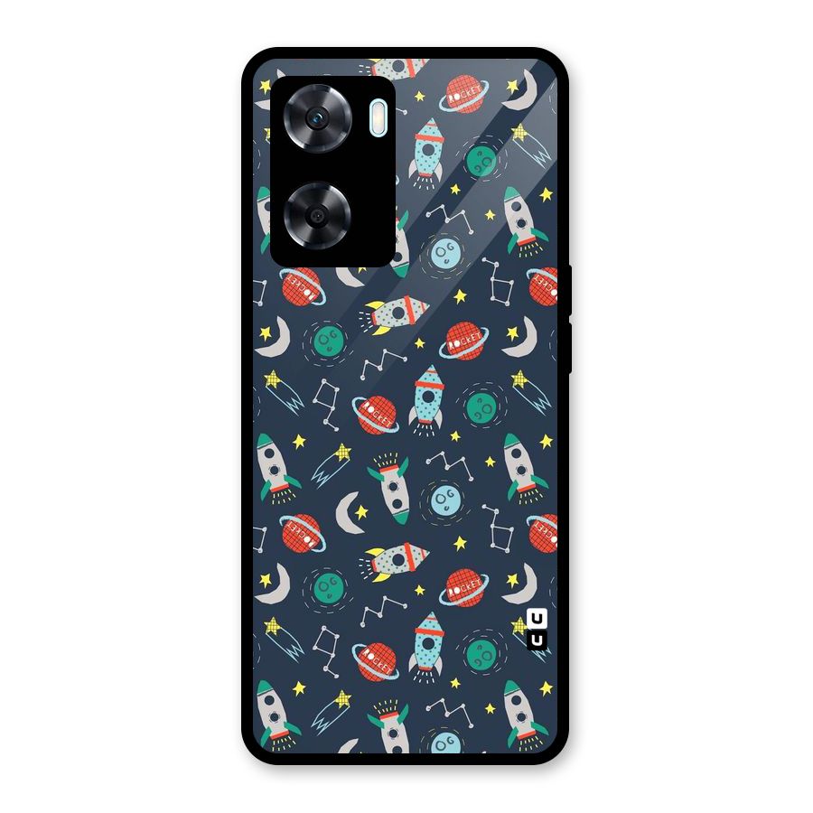 Space Rocket Pattern Glass Back Case for Oppo A77