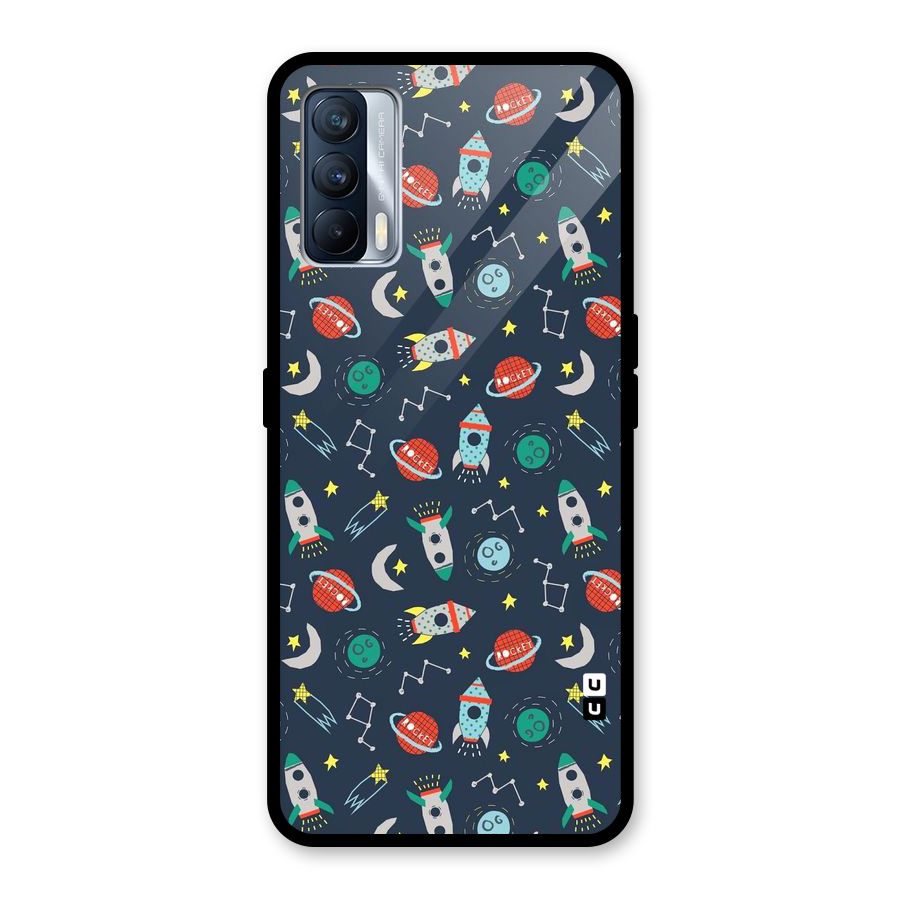 Space Rocket Pattern Glass Back Case for Realme X7