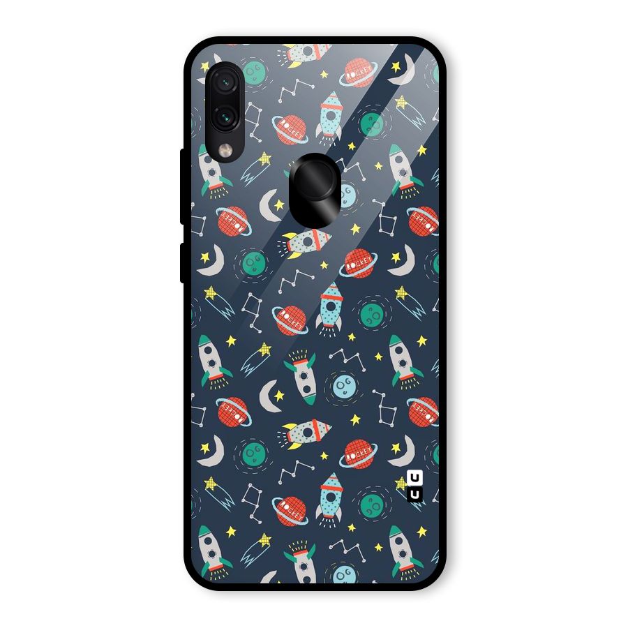 Space Rocket Pattern Glass Back Case for Redmi Note 7S
