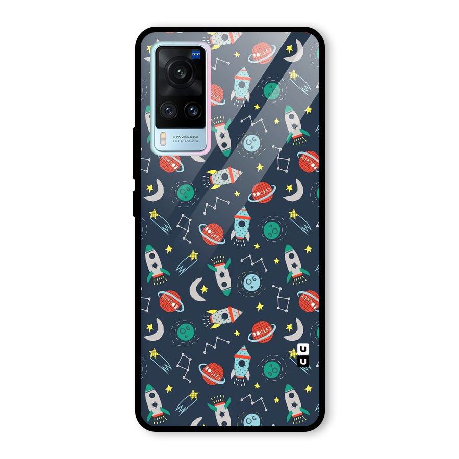 Space Rocket Pattern Glass Back Case for Vivo X60