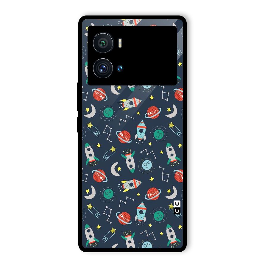 Space Rocket Pattern Glass Back Case for Vivo iQOO 9 Pro