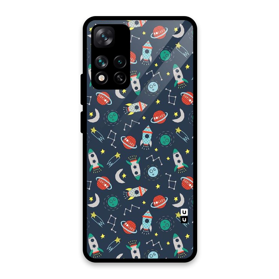 Space Rocket Pattern Glass Back Case for Xiaomi 11i HyperCharge 5G