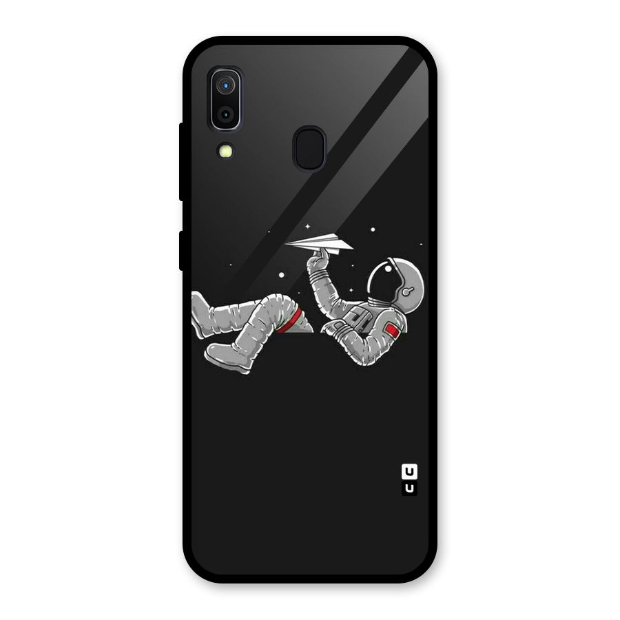 Spaceman Flying Glass Back Case for Galaxy A30