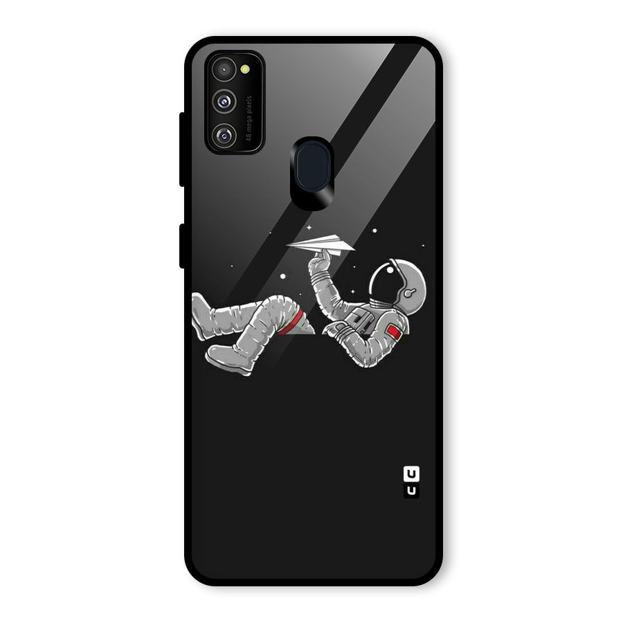 Spaceman Flying Glass Back Case for Galaxy M30s