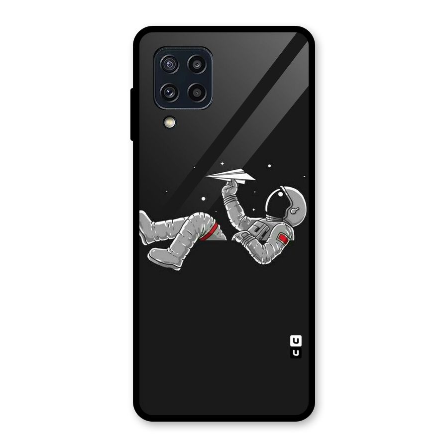 Spaceman Flying Glass Back Case for Galaxy M32