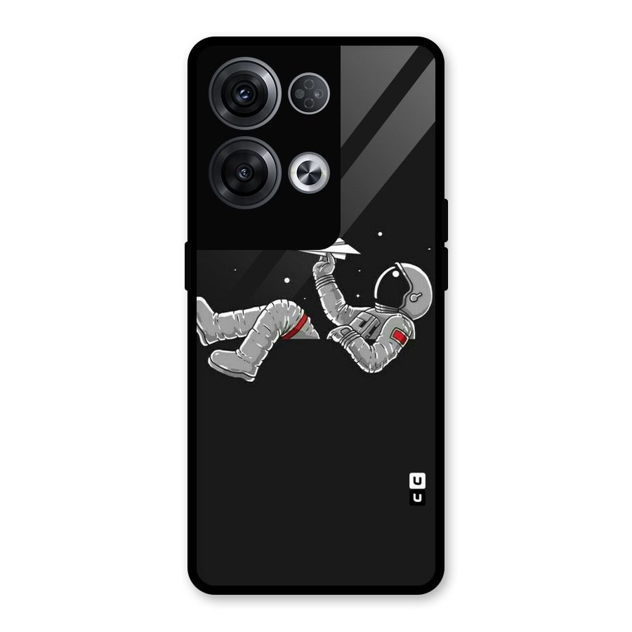 Spaceman Flying Glass Back Case for Oppo Reno8 Pro 5G