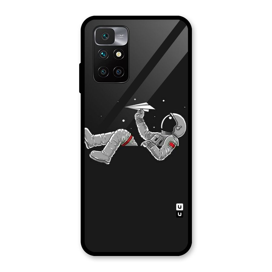 Spaceman Flying Glass Back Case for Redmi 10 Prime